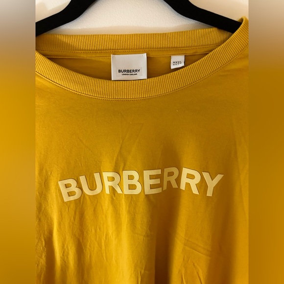 Burberry Men's Mustard Short Sleeve Tee/ Oversized Logo T-Shirt  Mustard Yellow - Picture 4 of 10